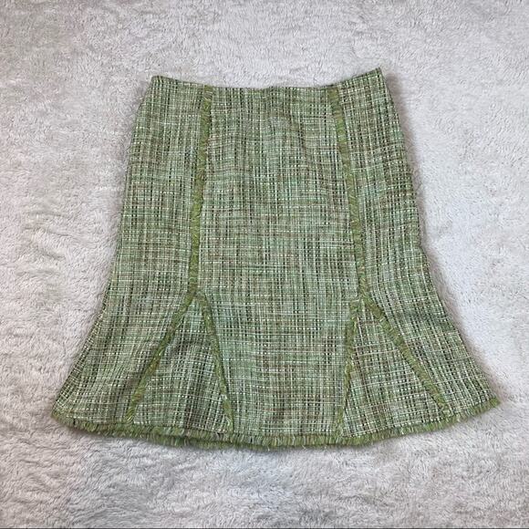 Classiques Entier Fringed green tweed midi skirt, size 8 - Picture 1 of 7